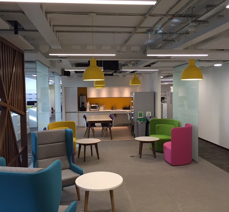 Colourful workspace seats